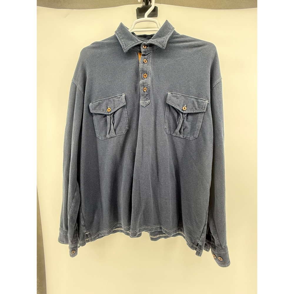 Orvis Sporting Traditions XXL Blue Linen Cotton Long‎ Sleeve Shirt Heavyweight